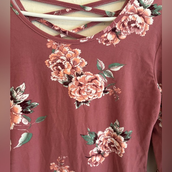 No Boundaries floral mauve and pink knee length long sleeve dress size XL - Picture 4 of 4